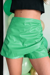 Consistently Confident Faux Leather Skort (Green)