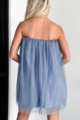In A Dreamland Rhinestone Tulle Mini Dress (Slate Blue)