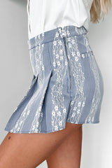 Flirty Concepts Pleated Lace Mini Skort (Blue Denim)