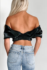 DOORBUSTER Cultivating My Image Off The Shoulder Crop Top (Black)