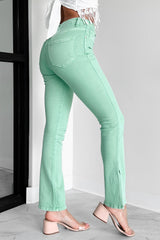 Christos Cross-Over Waist Bootcut Jeans (Green)