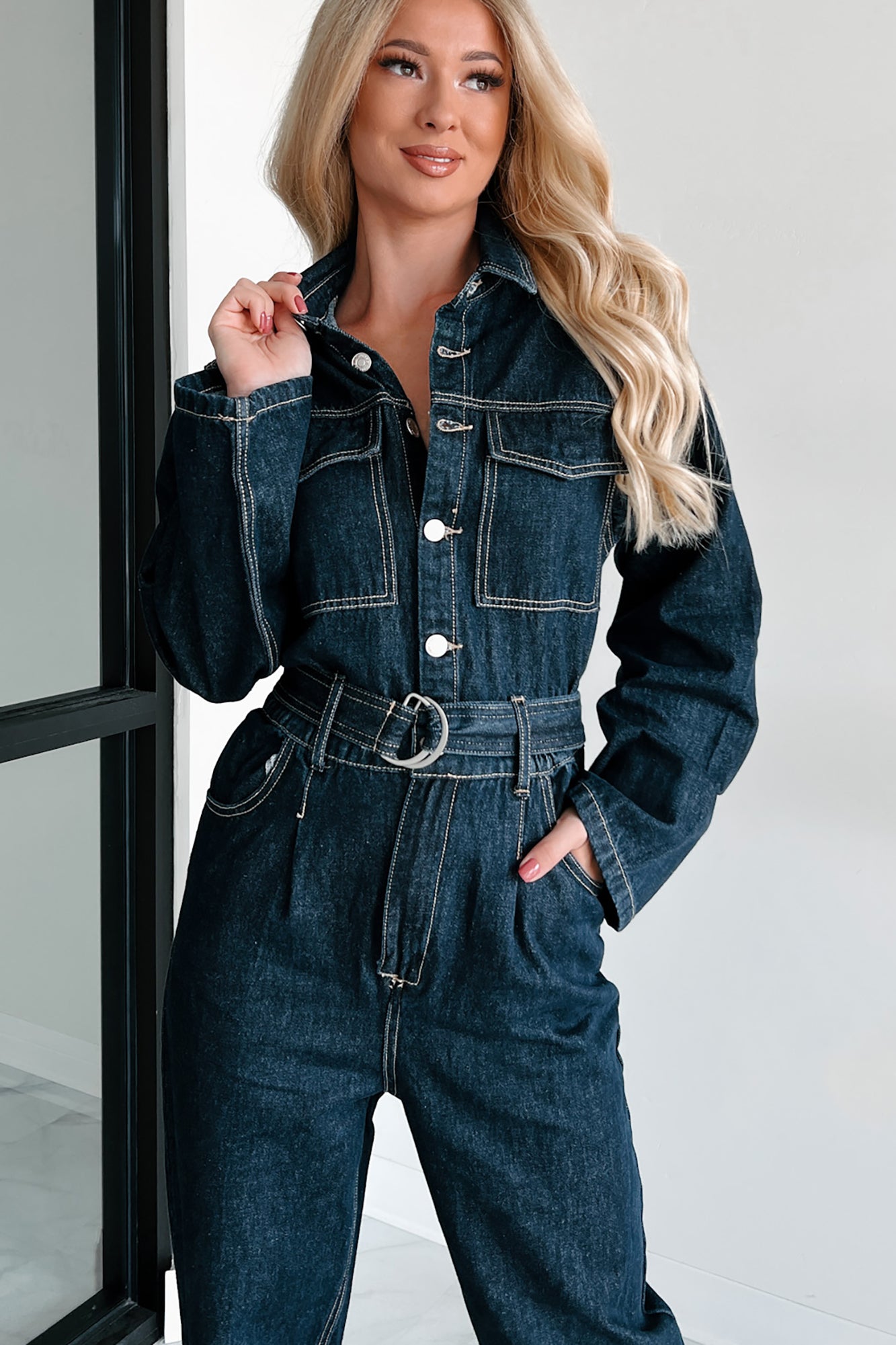 Harvest Hopes Denim Jumpsuit (Dark Indigo)