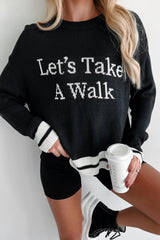 "Let's Take A Walk" Lightweight Knit Sweater (Dark Navy/White)