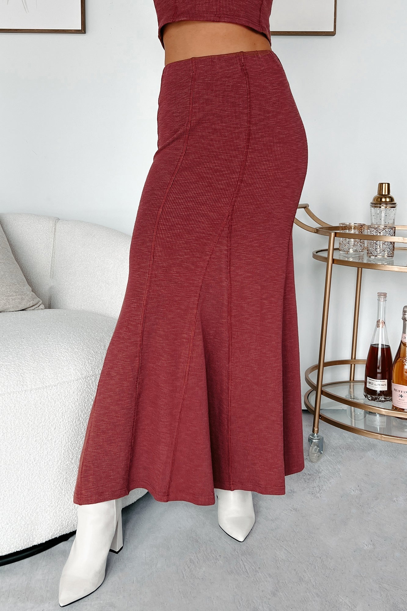 Making Today Count Inverted Seam Maxi Skirt (Burgundy)