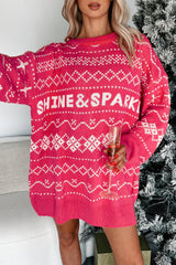 "Shine & Sparkle" Oversized Sweater (Hot Pink)
