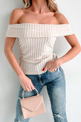 I'm Still Deciding Off The Shoulder Drawstring Side Top (Cream)