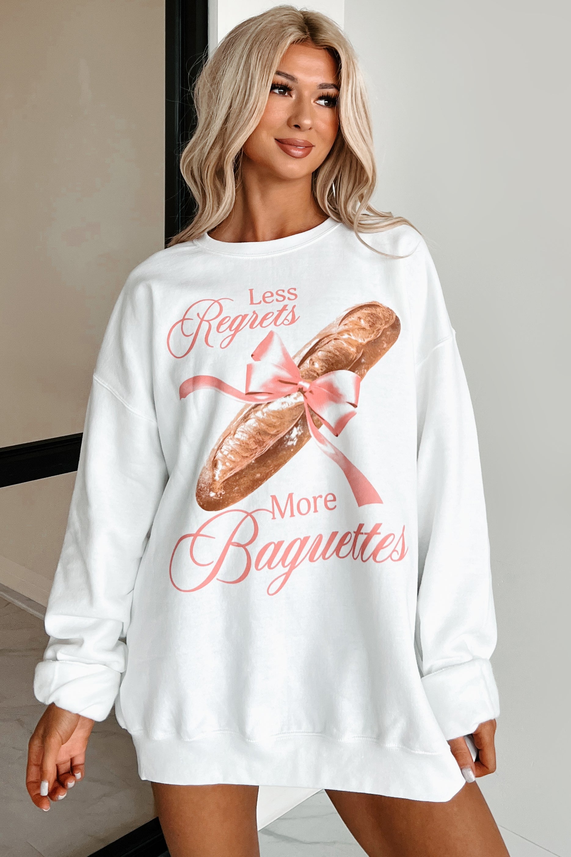 "More Baguettes" Graphic Sweatshirt (White)