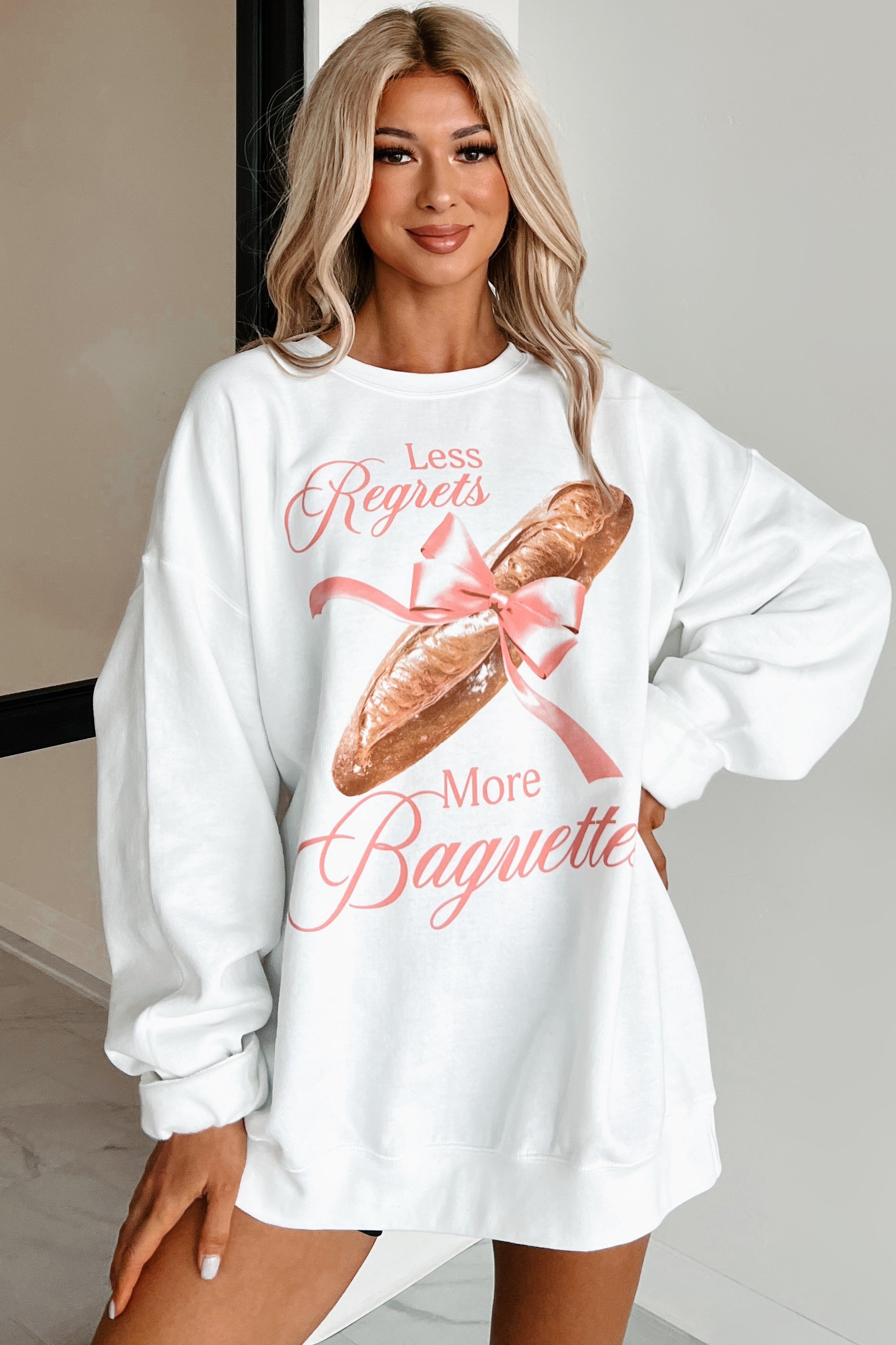 "More Baguettes" Graphic Sweatshirt (White)