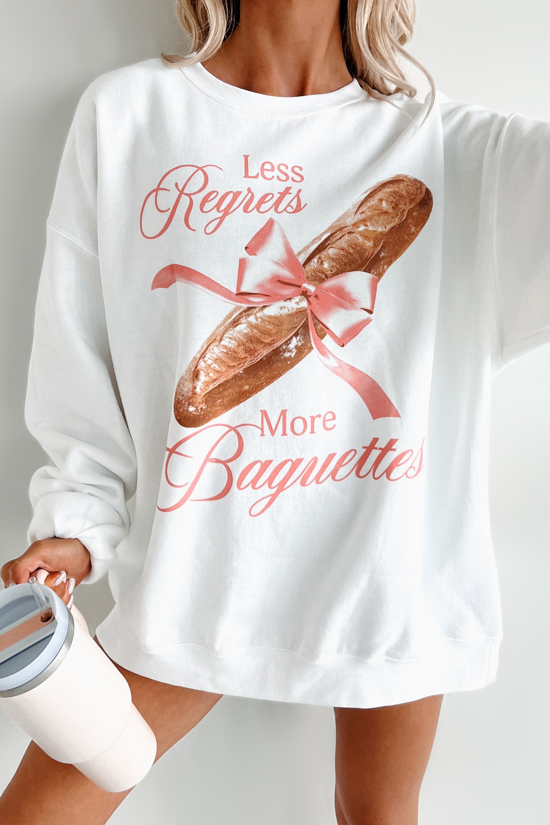 "More Baguettes" Graphic Sweatshirt (White)