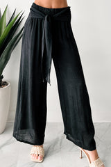 In Full Swing Wide Leg Linen Pants (Black)