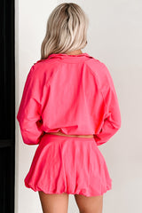 Relax, Recharge, Repeat Two-Piece Puff Skirt Set (Coral)