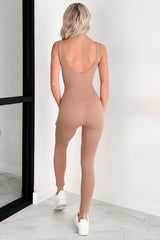 Latte At Sunrise Sleeveless Bodycon Catsuit (Mocha)