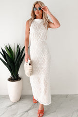 Lace Me Up In Love Lace Maxi Dress (White)
