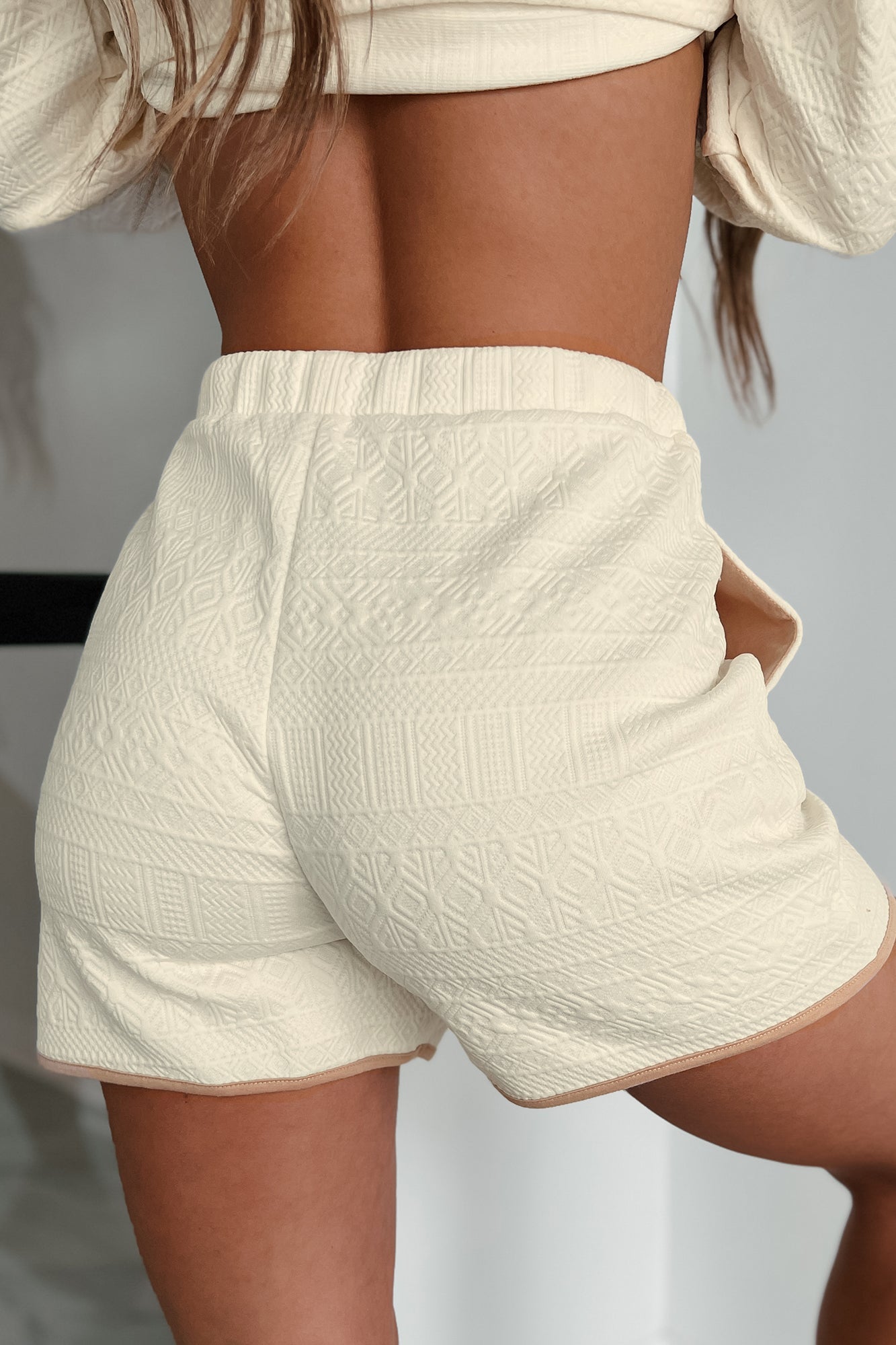 Early Calls Geometric Knit Lounge Set (Ivory)