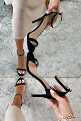 Taking Initiative Ankle Strap Heels (Black Nubuck)