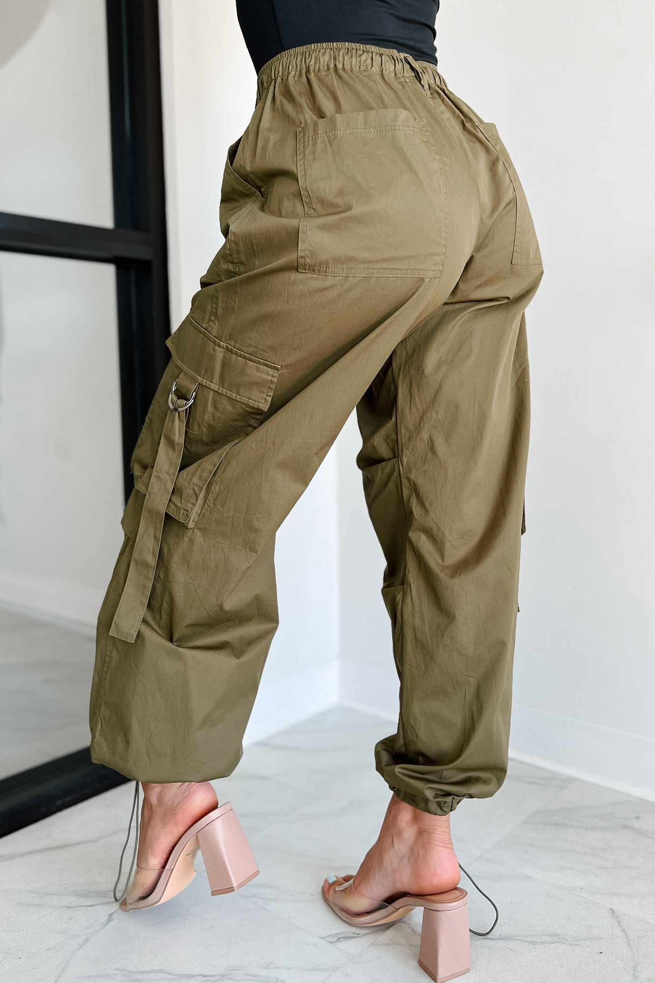 Mansel Wide Leg Cargo Pants (Olive)