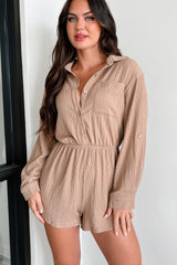 Letting Colors Fade Textured Romper (Dark Taupe)