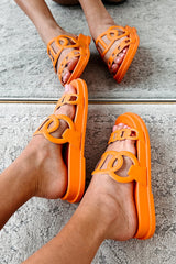I've Been Everywhere Chain Motif Sandals (Orange)