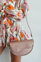 Confident Glamour Half Moon Shoulder Purse (Rose Gold)