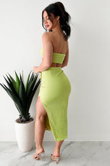 Flawlessly Loud Textured Knit Bandeau & Skirt Set (Kiwi)
