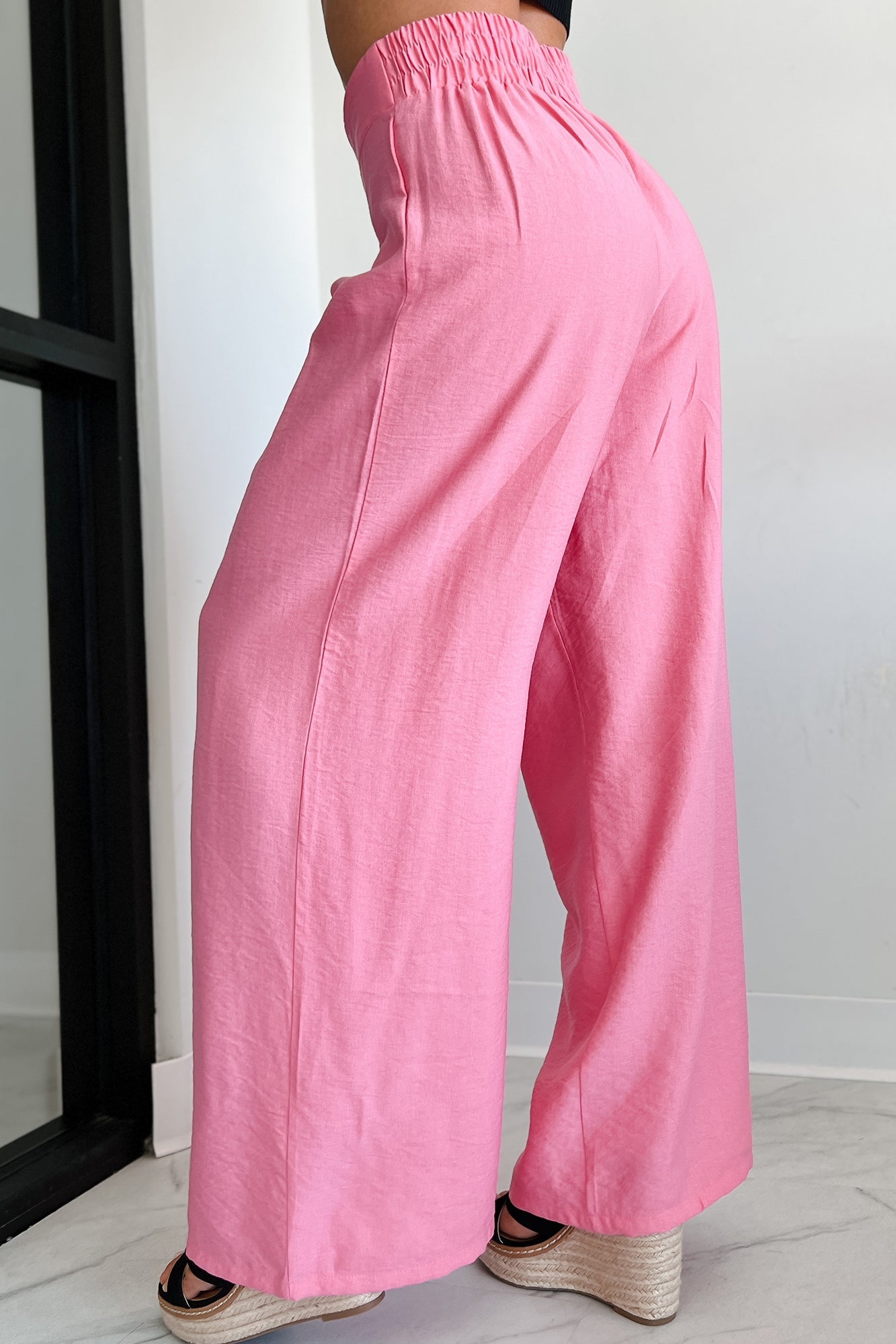 Energetic Response High Rise Pleated Wide Leg Pants (Pink)