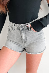 Starting Something High Rise Kancan Denim Shorts (Light Gray)