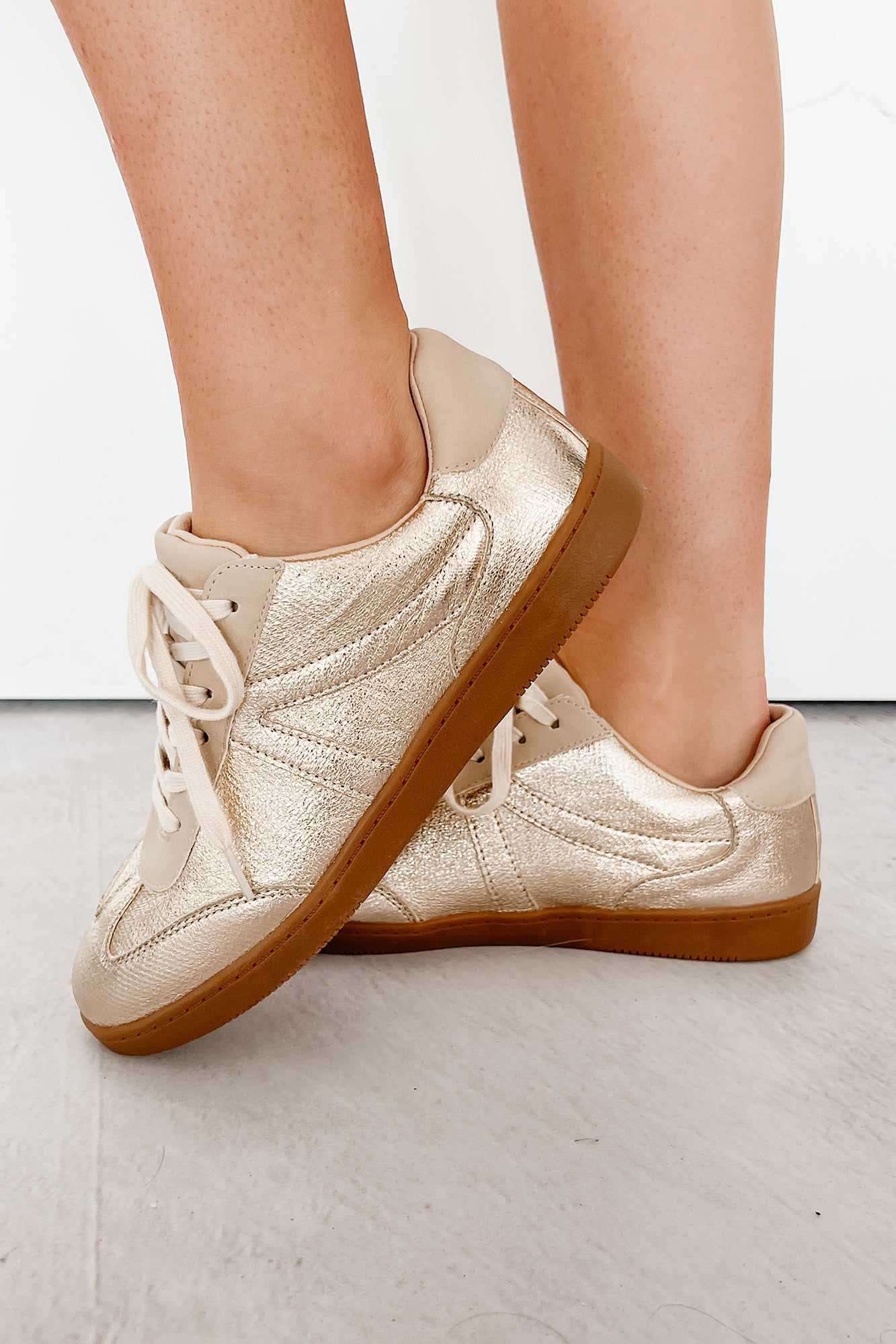 Golden As Ever Metallic Lace-Up Sneakers (Gold)