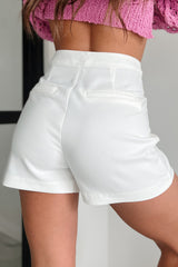 Spring Time Special High Waisted Tailored Shorts (White)