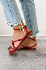 Vogue Moments Ankle Strap Snake Sandal (Red)