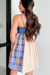 Punk Goes Cute Denim Plaid Mini Dress (Multi)