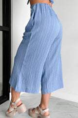 If You Don't Mind Woven Textured Capri Pants (Lotus Blue)