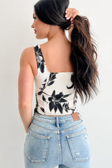 Heart Eyes Only Floral Linen Top (Natural/Black)