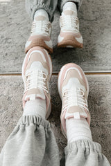 Ready To Bounce Chunky Platform Sneakers (Beige/Pink)