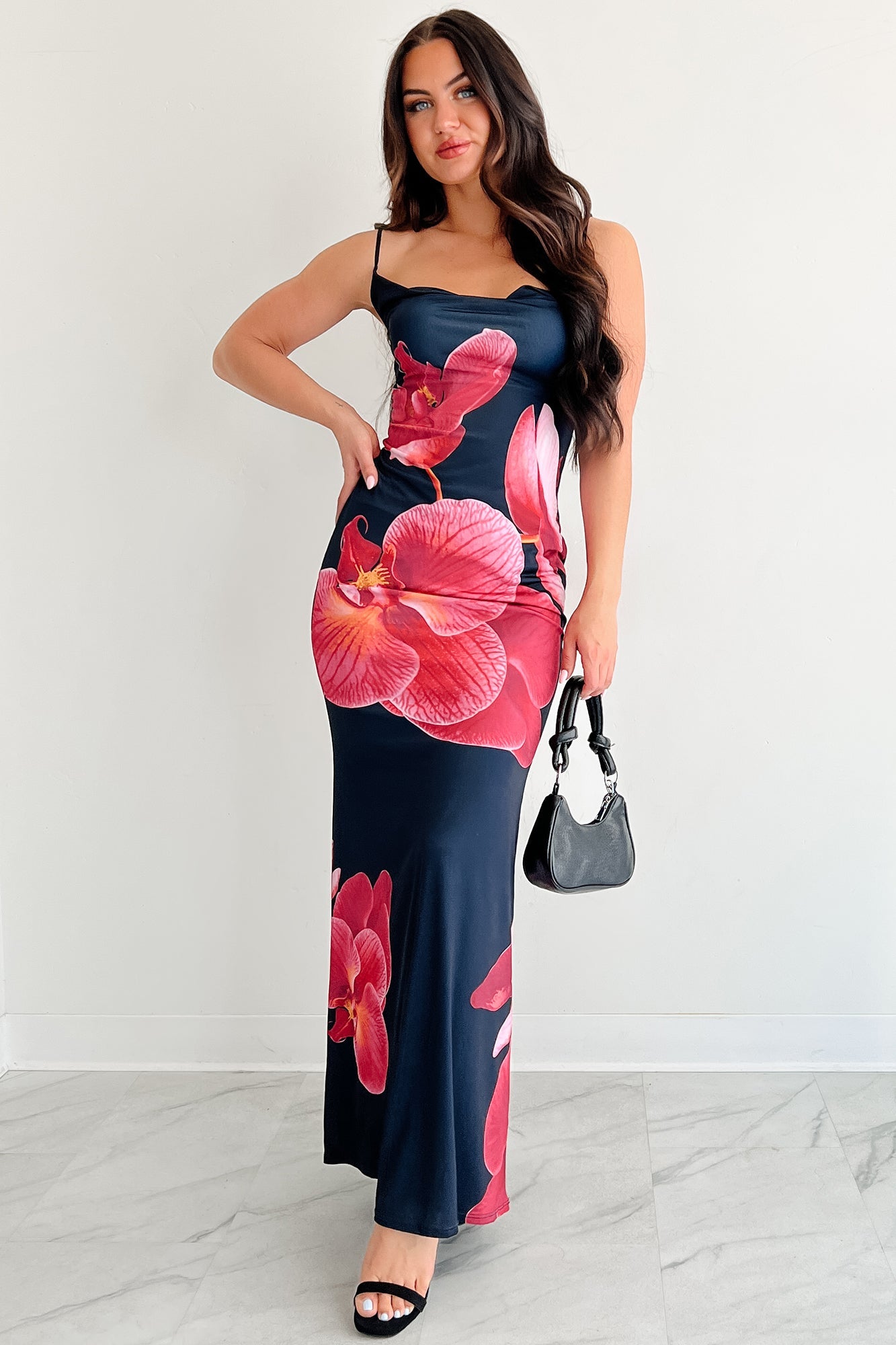 Call Me Maybe Sleeveless Floral Maxi Dress (Black)