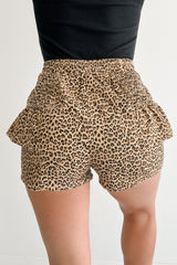 Partying Hard Smocked Leopard Shorts (Taupe/Black)