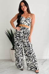Garden Glimmer Belted Wide Leg Jumpsuit (Black/Ivory)