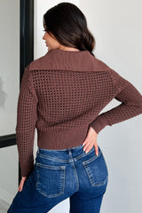 Whispered Words Zip-Up Sweater Jacket (Chocolate)