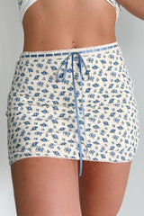 Watch Me Bloom Floral Mini Skirt (Blue)
