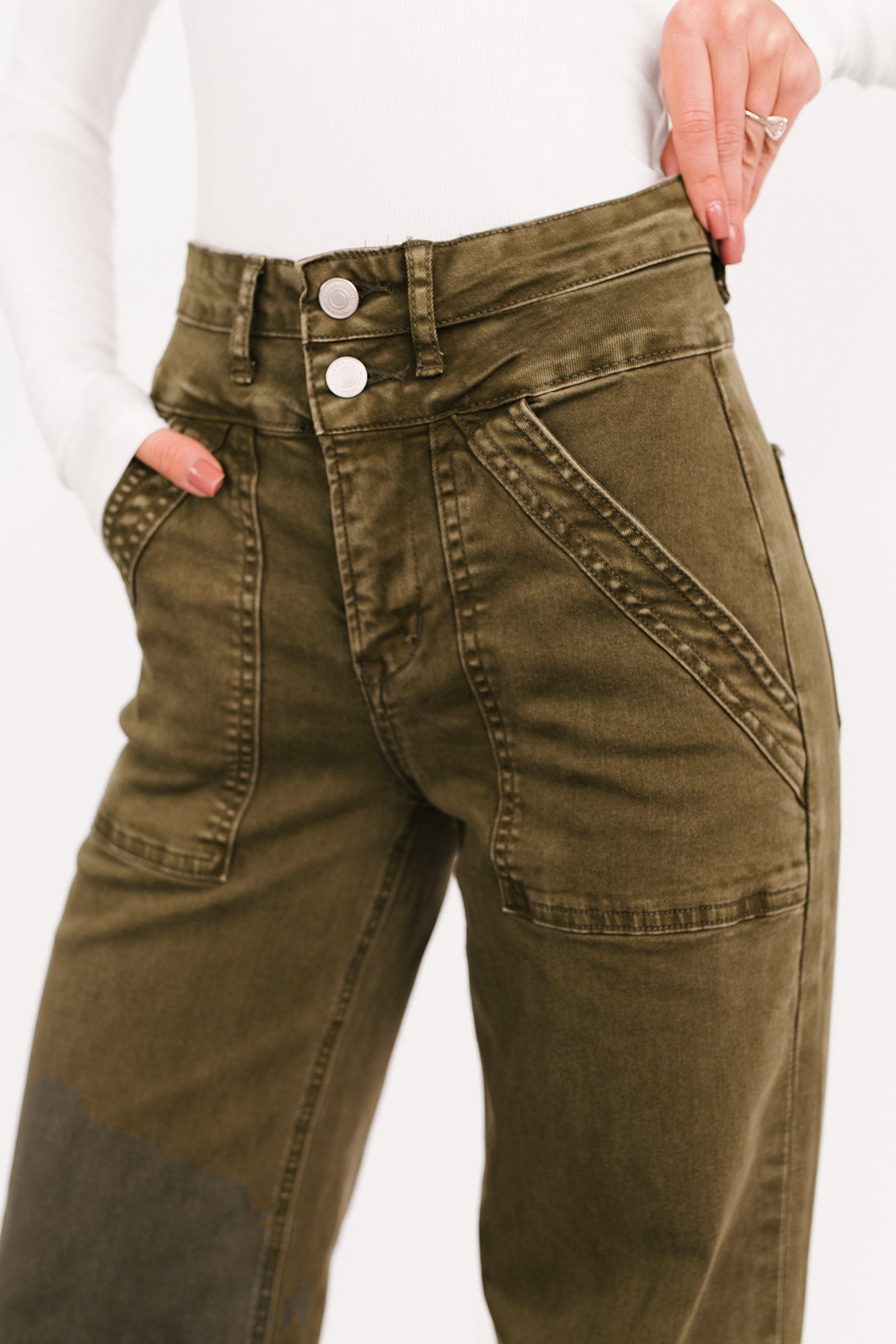 Henley Wide Leg Mica Denim Jeans (Fern Green)