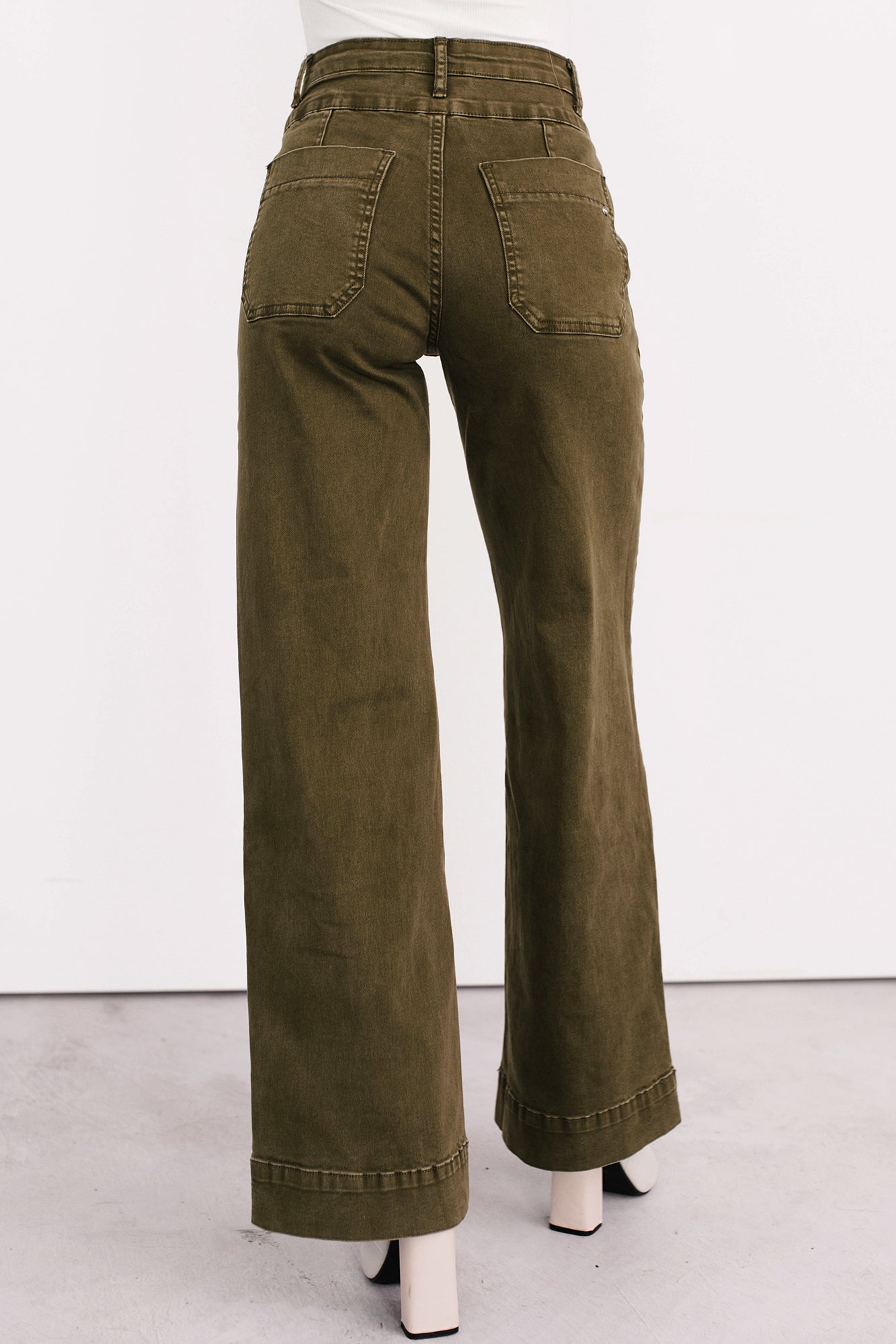 Henley Wide Leg Mica Denim Jeans (Fern Green)