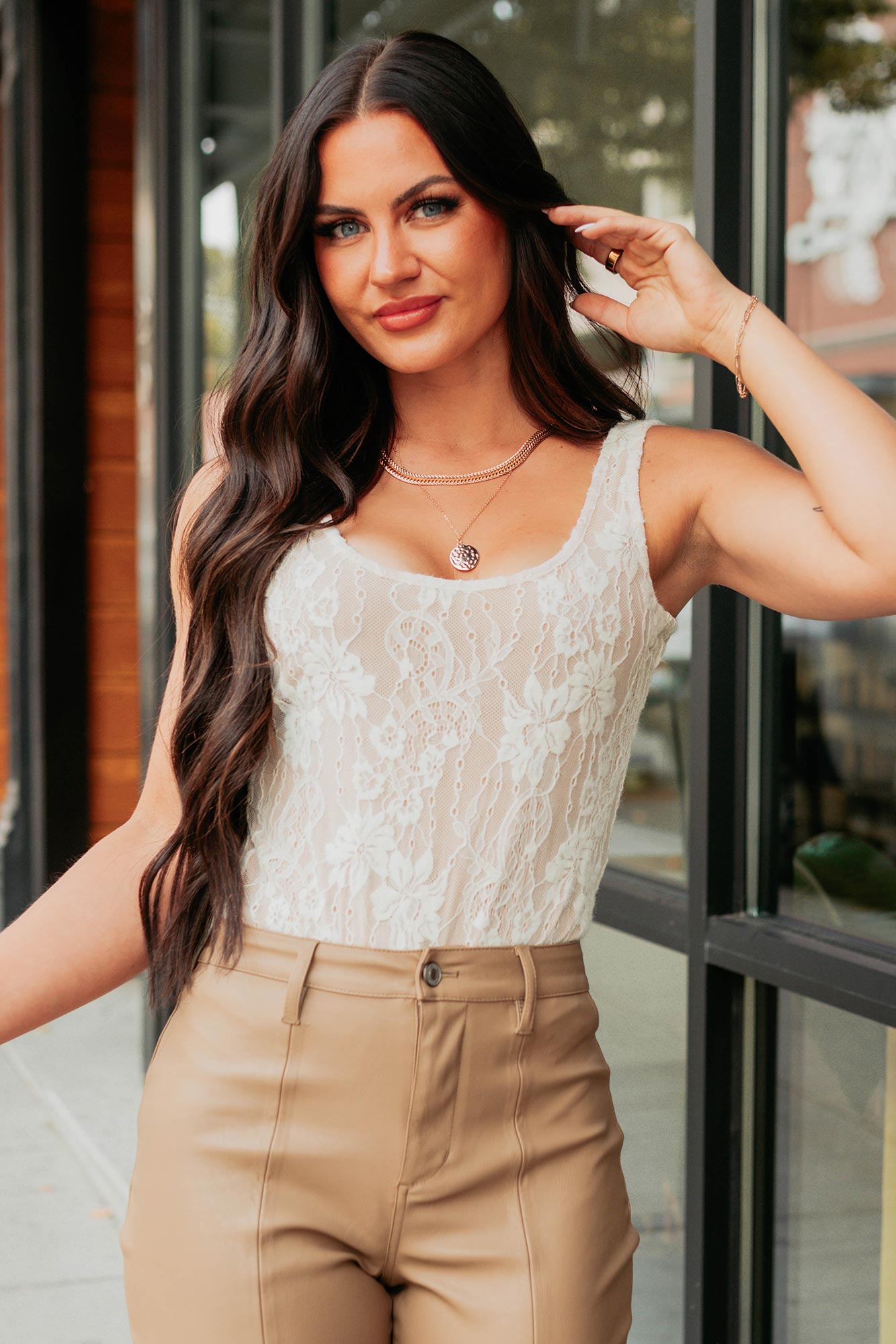 Bloomed For You Sleeveless Lace Bodysuit (Cream)