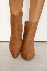 Under Control Faux Suede Heeled Booties (Taupe)