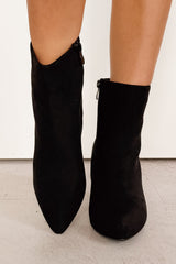 Under Control Faux Suede Heeled Booties (Black)