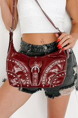 Dressed To Express Studded Shoulder Bag (Dark Red)
