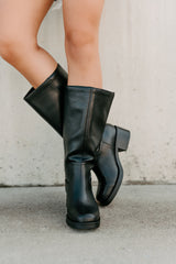 Off The Trail Mid-Calf Faux Leather Boots (Black)