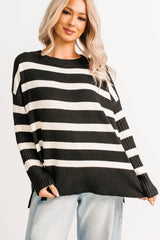 You All Along Striped Oversized Sweater (Black)