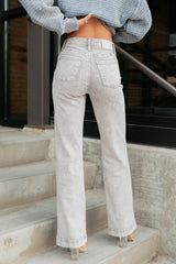 Haven Tummy Control Saige Denim Straight Jeans (Silver Grey)
