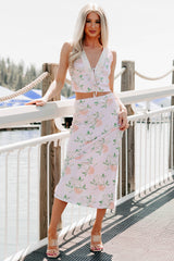 Floral Fantasy Satin Floral Tank Top (Baby Pink)
