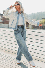 Breezy Mood Floral Quilted Denim Jacket (Ivory/Blue)