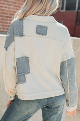 Honey Blush Waffle Denim POL Jacket (Ivory/Multi)